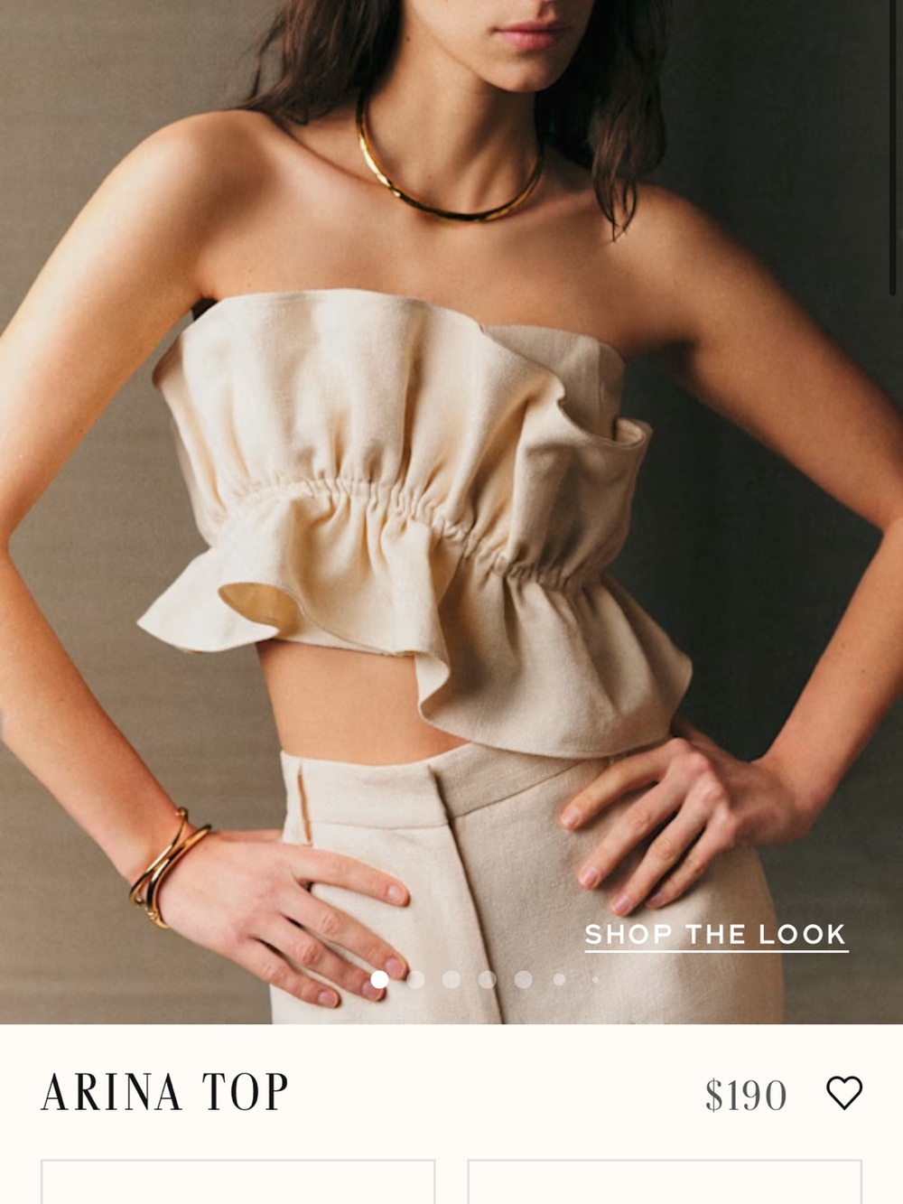 Sezane Arina Strapless Ruffle Crop Top - Cream Size 6